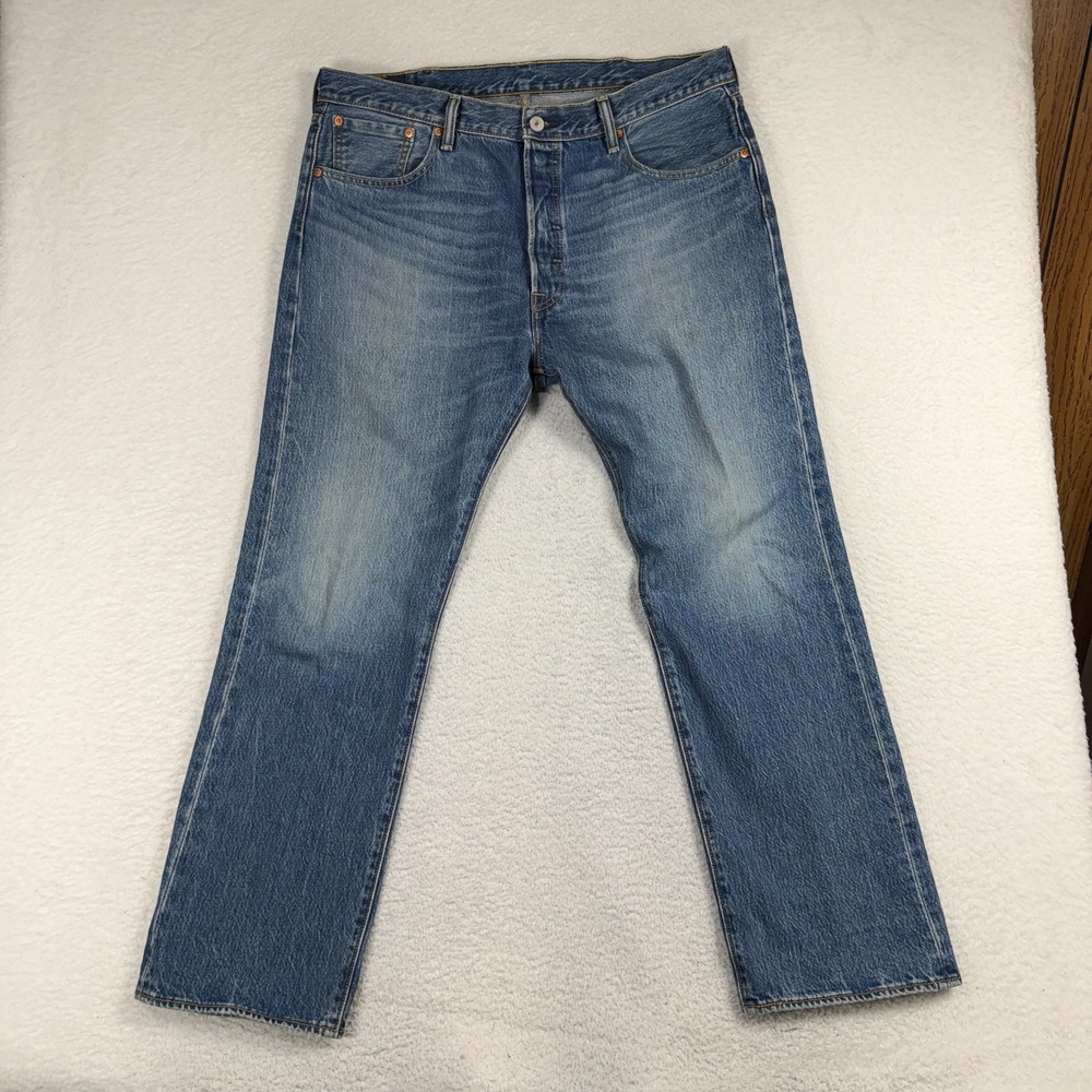 Levis 501 Original Fit 38x30 (39x30) Mens Blue Denim Straight Button Fly Jeans